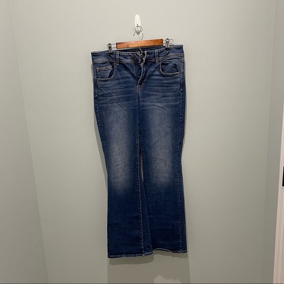 womens american eagle outfitters size 14 long kick boot super stretch jeans - Picture 7 of 11